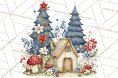 Patriotic Woodland Clipart, Whimsical Red White Blue Forest Product Image 2