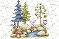 Patriotic Woodland Clipart, Whimsical Red White Blue Forest Product Image 5