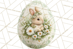 Elegant Easter Bunny Clipart PNG, Spring Easter Egg Clip Art Product Image 4