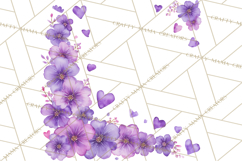 Watercolor Corner &amp; Border Clipart, Floral Frames, Heart Png Product Image 3