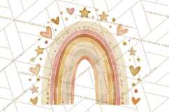 Valentine Boho Rainbow Clipart, Romantic Heart Rainbows PNG Product Image 3