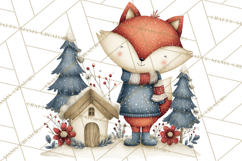 Patriotic Woodland Clipart, Whimsical Red White Blue Forest Product Image 3