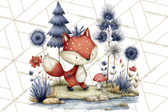 Patriotic Woodland Clipart, Whimsical Red White Blue Forest Product Image 4