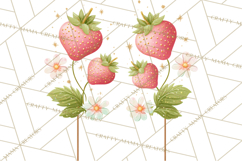 Strawberry Garden Clipart, Cute Strawberry Gardening Png Product Image 4
