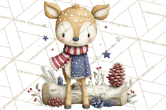 Patriotic Woodland Clipart, Whimsical Red White Blue Forest Product Image 5