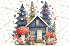 Patriotic Woodland Clipart, Whimsical Red White Blue Forest Product Image 2