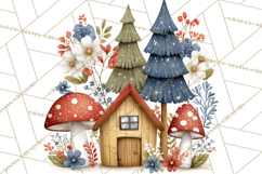 Patriotic Woodland Clipart, Whimsical Red White Blue Forest Product Image 3