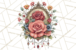 Moody Romantic Grunge PNG, Deep Red Lace Clipart, Gothic Product Image 4