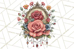Moody Romantic Grunge PNG, Deep Red Lace Clipart, Gothic Product Image 4