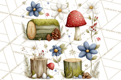 Patriotic Woodland Clipart, Whimsical Red White Blue Forest Product Image 5