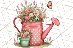 Cozy Cottage Garden Clipart, Pastel Flowers, Garden Tools Product Image 5