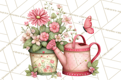 Cozy Cottage Garden Clipart, Pastel Flowers, Garden Tools Product Image 2
