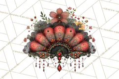 Moody Romantic Grunge PNG, Deep Red Lace Clipart, Gothic Product Image 2