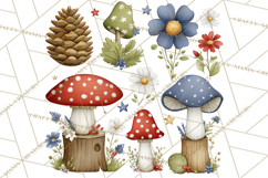 Patriotic Woodland Clipart, Whimsical Red White Blue Forest Product Image 2