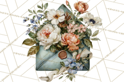 Romantic Letter Clipart, Love Notes Clip Art PNG, Floral Product Image 2