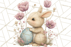 Easter Bunny Clipart PNG, Baby Bunnies in Pastel Garden Product Image 4