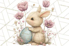 Easter Bunny Clipart PNG, Baby Bunnies in Pastel Garden Product Image 4