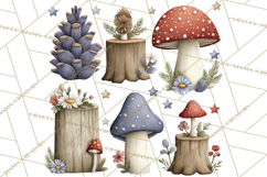 Patriotic Woodland Clipart, Whimsical Red White Blue Forest Product Image 3
