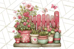 Cozy Cottage Garden Clipart, Pastel Flowers, Garden Tools Product Image 3