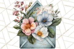 Romantic Letter Clipart, Love Notes Clip Art PNG, Floral Product Image 4