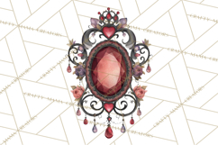 Moody Romantic Grunge PNG, Deep Red Lace Clipart, Gothic Product Image 4