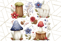 Patriotic Woodland Clipart, Whimsical Red White Blue Forest Product Image 4