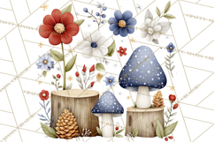 Patriotic Woodland Clipart, Whimsical Red White Blue Forest Product Image 5