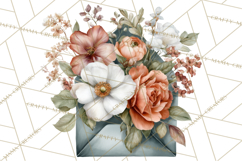 Romantic Letter Clipart, Love Notes Clip Art PNG, Floral Product Image 5