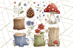 Patriotic Woodland Clipart, Whimsical Red White Blue Forest Product Image 2