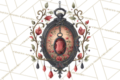 Moody Romantic Grunge PNG, Deep Red Lace Clipart, Gothic Product Image 2