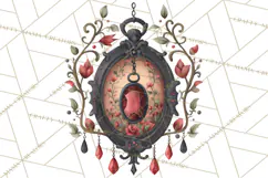 Moody Romantic Grunge PNG, Deep Red Lace Clipart, Gothic Product Image 2