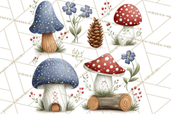 Patriotic Woodland Clipart, Whimsical Red White Blue Forest Product Image 3