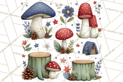 Patriotic Woodland Clipart, Whimsical Red White Blue Forest Product Image 4