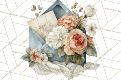 Romantic Letter Clipart, Love Notes Clip Art PNG, Floral Product Image 5