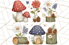 Patriotic Woodland Clipart, Whimsical Red White Blue Forest Product Image 5