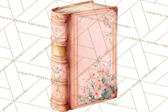 Spring Book Clipart, Vintage Books Watercolor, Floral Png Product Image 2