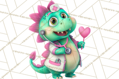 Pediatric Nurse Dinosaur Clipart Cute Medical PNG Product Image 2