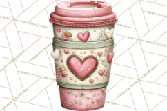 Valentine Coffee Clipart PNG, Cozy Coffee Mugs, Cocoa Cups Product Image 2