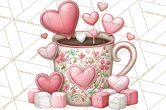Valentine Coffee Clipart PNG, Cozy Coffee Mugs, Cocoa Cups Product Image 3