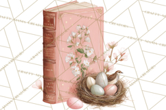 Spring Book Clipart, Vintage Books Watercolor, Floral Png Product Image 3