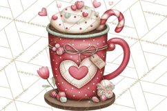 Valentine Coffee Clipart PNG, Cozy Coffee Mugs, Cocoa Cups Product Image 4