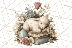 French Vintage Easter Bunny Clipart PNG, Soft Pastel Easter Product Image 5