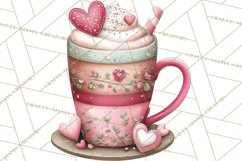 Valentine Coffee Clipart PNG, Cozy Coffee Mugs, Cocoa Cups Product Image 5