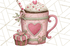 Valentine Coffee Clipart PNG, Cozy Coffee Mugs, Cocoa Cups Product Image 2