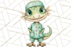 Pediatric Nurse Dinosaur Clipart Cute Medical PNG Product Image 3