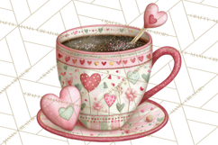 Valentine Coffee Clipart PNG, Cozy Coffee Mugs, Cocoa Cups Product Image 4
