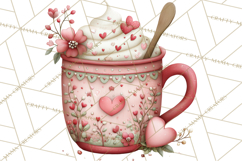 Valentine Coffee Clipart PNG, Cozy Coffee Mugs, Cocoa Cups Product Image 5