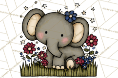 Patriotic Safari Animals Clipart, Whimsical Red White Blue Product Image 5