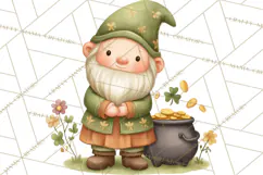 St Patricks Gnomes PNG, Cute Irish Gnome Clipart, Shamrock Product Image 5