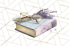 Spring Book Clipart, Vintage Books Watercolor, Floral Png Product Image 5